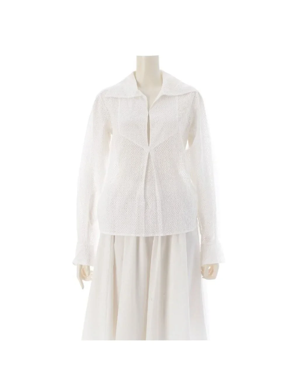 Chanel Cotton Coco Buttons Skipper Long Sleeve Shirt White 34